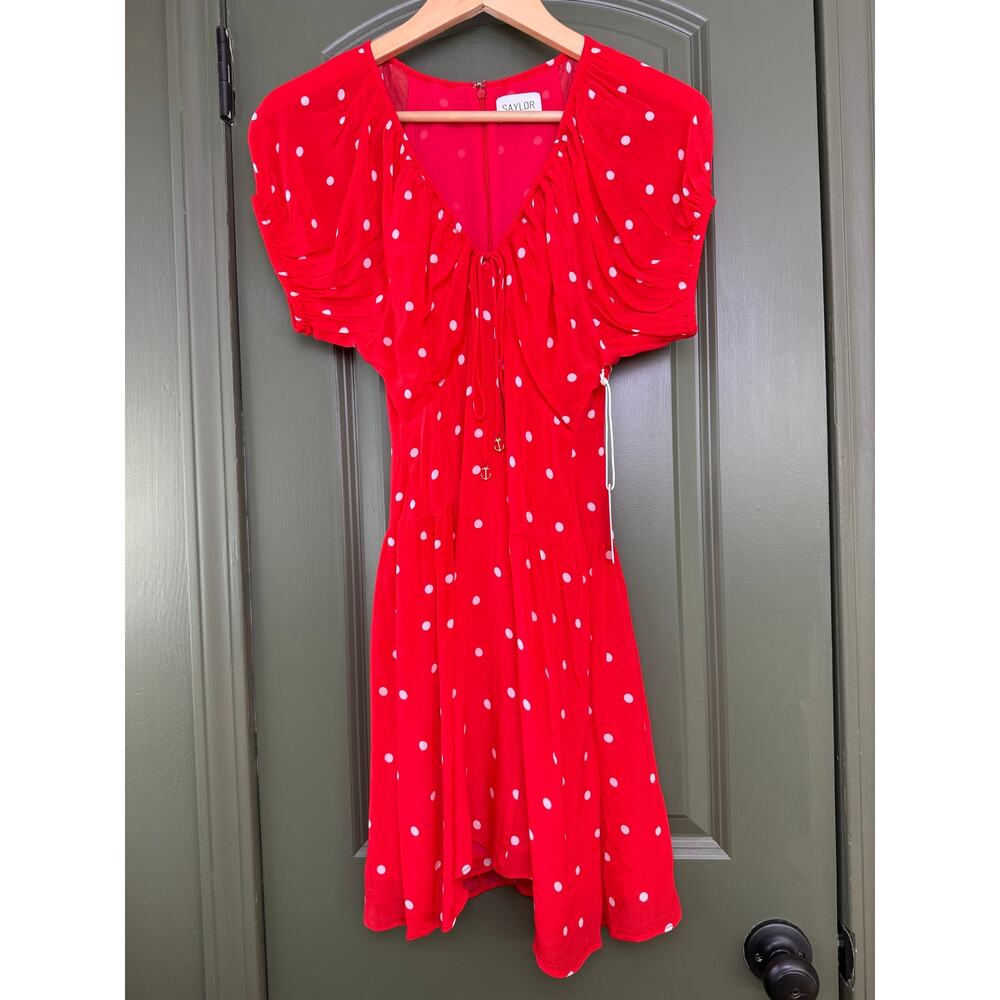 SAYLOR Red Polka Dot Mini Dress with White Dots